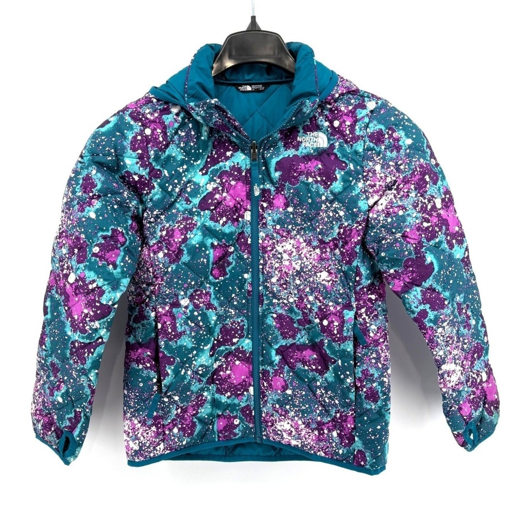 The North Face Girls Large 14/16 Pre-Owned Puffer Inner Jacket Teal Purple